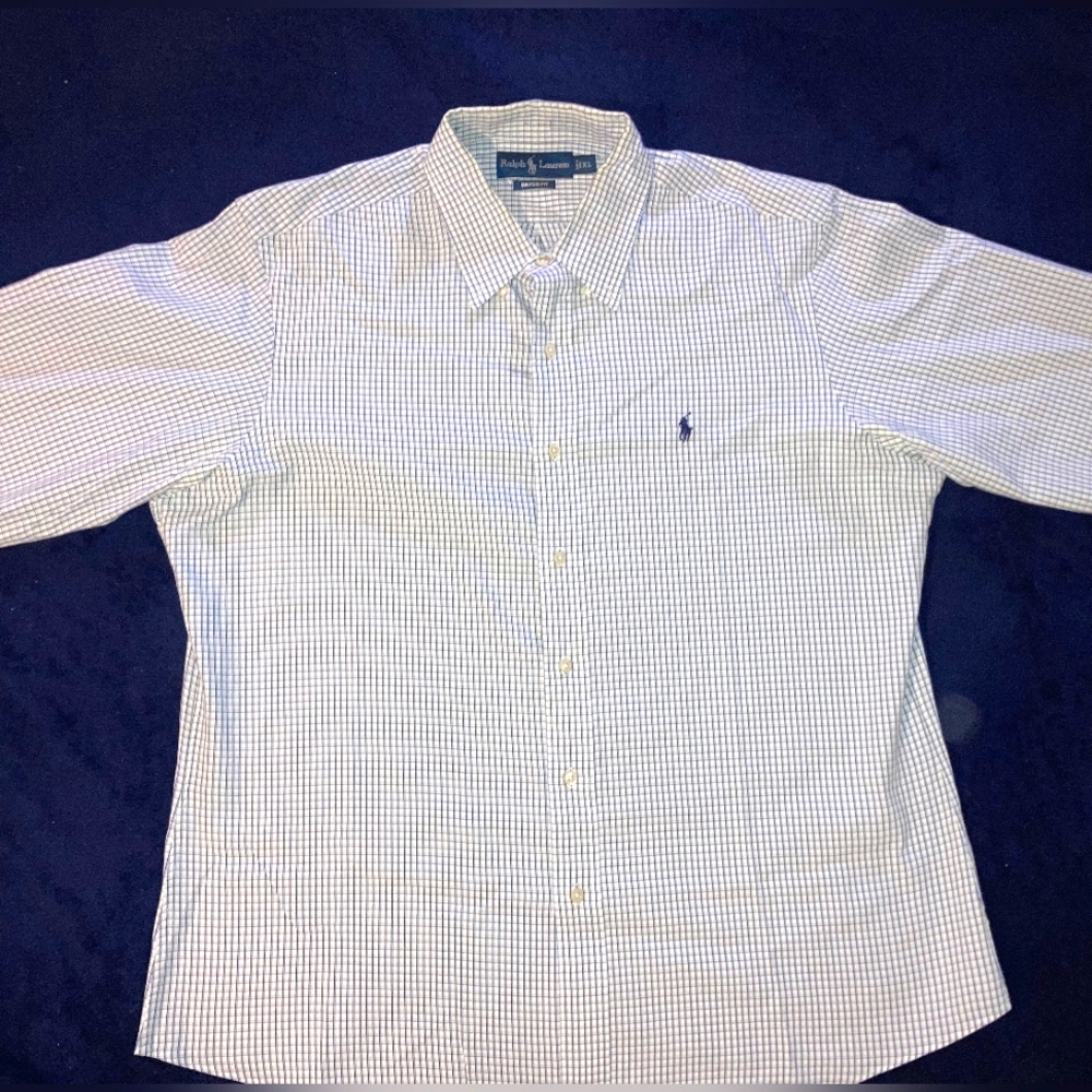 Ralph Lauren Polo Long Sleeve Button Down Collared Grid Shirt Size Extra Large